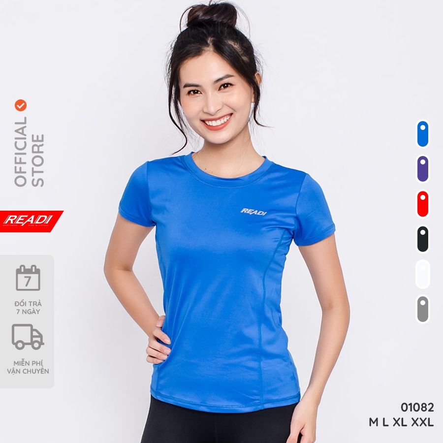 Áo tập gym yoga nữ READI chất thun thể thao co giãn tay ngắn cổ tròn - 01082