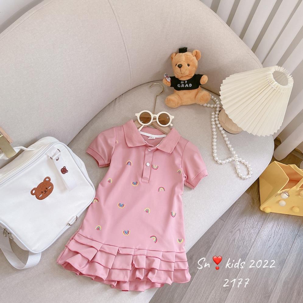 Váy cổ polo cho bé gái, bộ 3 kiểu váy có cổ chất vải cá sấu thêu họa tiết dễ thương cho bé đi học