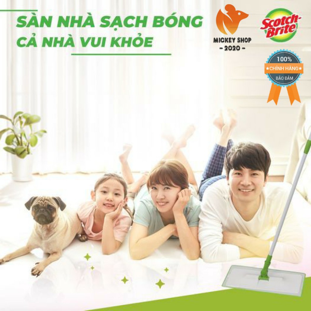 [ Hàng Mới ] Cây Lau Nhà Microfiber Bản Lớn Scotch-Brite 3M – Tránh Tạo Ra Vết Xước, Bảo Vệ Sàn Nhà – Hàng Chính Hãng