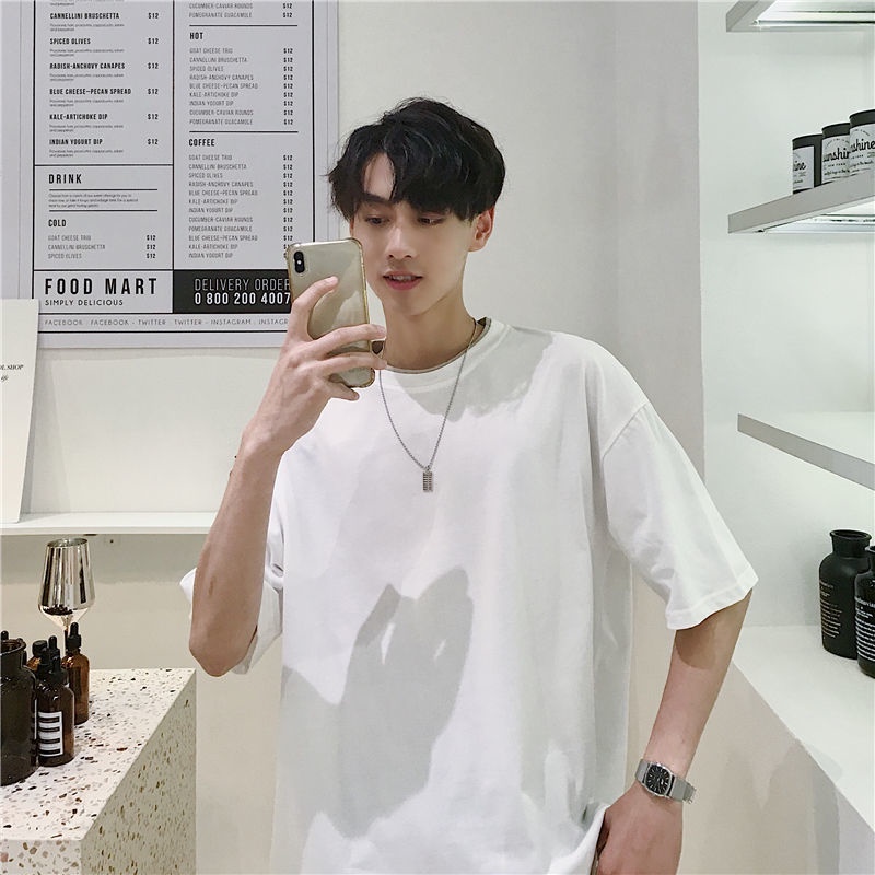 Áo Thun Ngắn Tay Giả Hai Lớp Cổ Tròn Form Rộng Thời Trang Mùa Hè Cho Nam