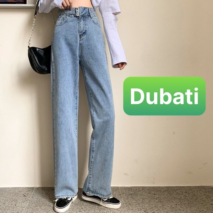 QUẦN BAGGY JEAN NỮ XANH CHẤT BÒ EO KIỂU ỐNG RỘNG SUÔNG DÀI LƯNG CAO NÂNG MÔNG NHẬT BẢN DB-129-DUBATI FASHION