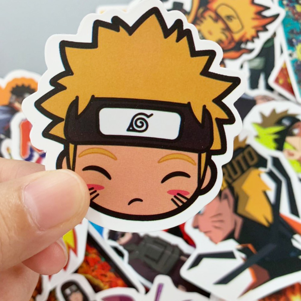 Combo 50 Sticker NARUTO CỬU VỸ hình dán chống nước dán mũ bảo hiểm, laptop, vali, điện thoại, guitar