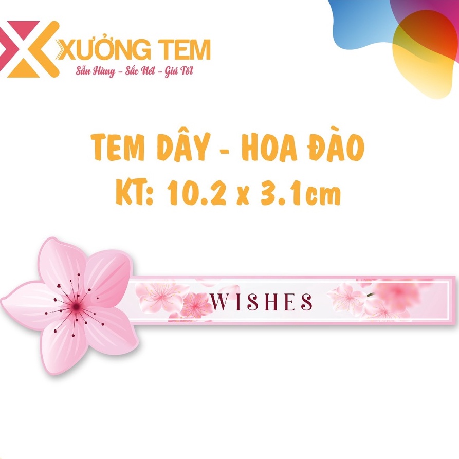 100 Tem Dán Niêm Phong Hộp - Hoa Đào - Dán hộp bánh trung thu