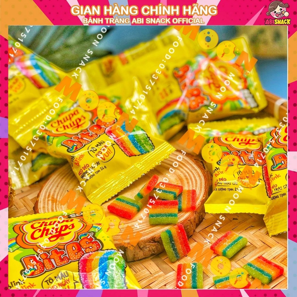 Kẹo dẻo Chupa chups Bites tô màu cho ngày vui hương trái cây vị chua ngọt gói 24g