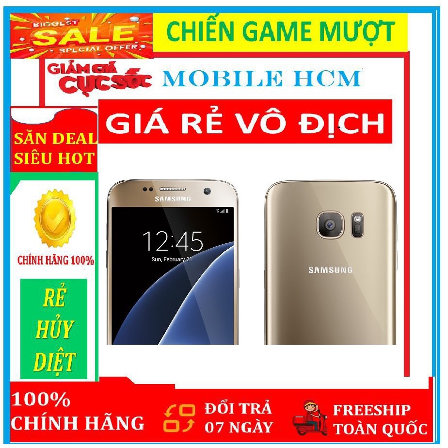 điện thoại Samsung Galaxy S7 ram 4G bộ nhớ 32g mới, CHÍNH HÃNG - chơi PUBG/Free Fire mượt ( màu đen )