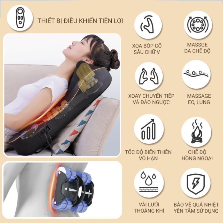 [XẢ KHO] Gối Massage Cổ Vai Gáy Genji 8D, Máy Mát Xa Toàn Thân Đa Chức Năng Đa Chế Độ - Hồng Ngoại - Từ Trường
