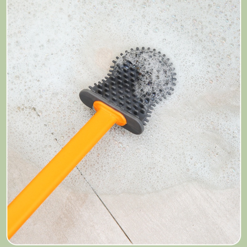Bộ Cọ Chà Toilet Cán Dài Bằng Silicone Tiện Lợi Dành Cho Nhà Tắm
