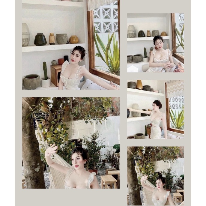 Set áo croptop nhún cúp ngực + Chân váy body