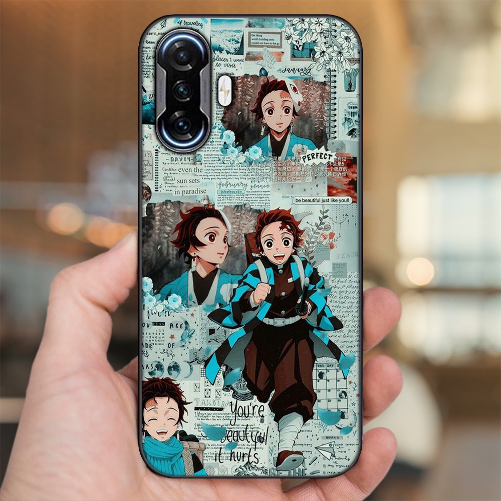 Ốp lưng Xiaomi K40 Gaming viền đen in hình Tanjiro Kimetsu No Yaiba