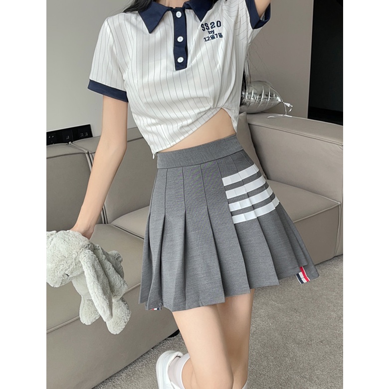 Chân Váy Chữ A Xếp Ly Lưng Cao Phong Cách Hàn Quốc Thời Trang Ngọt Ngào Cho Nữ