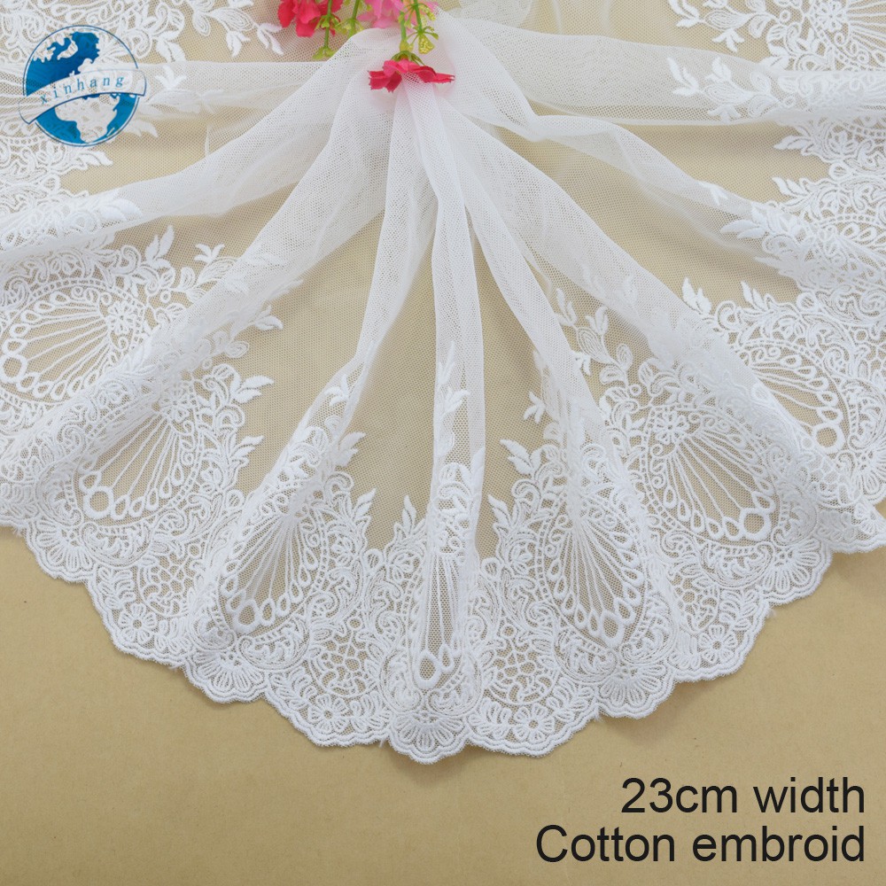 Vải Ren cotton Rộng 23cm Dùng May Đầm mini 3188
