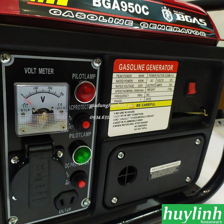 Máy phát điện chạy xăng Bgas BGA950C - 0.8KVA