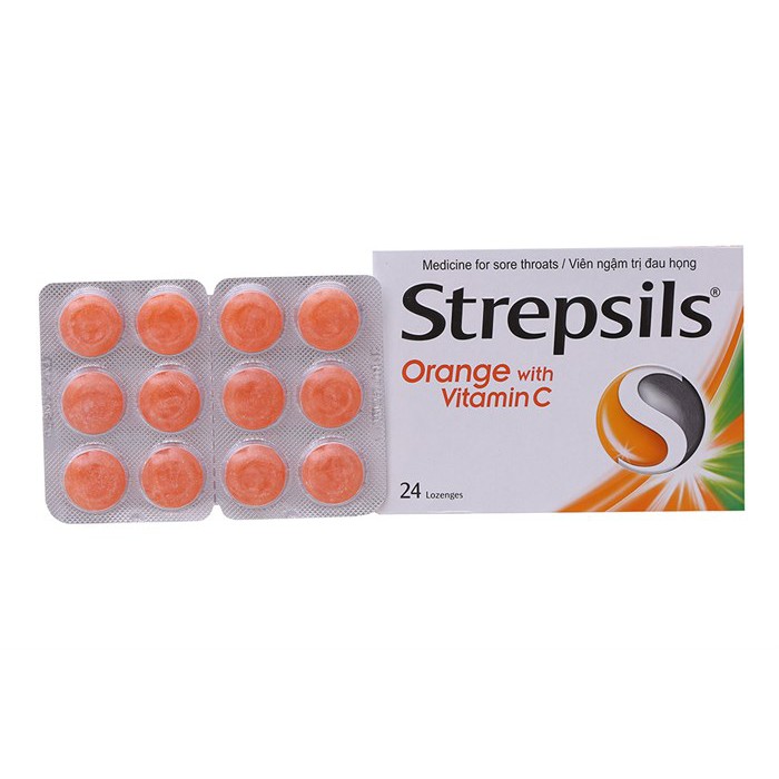 Viên ngậm Strepsils vị cam hộp 24 viên