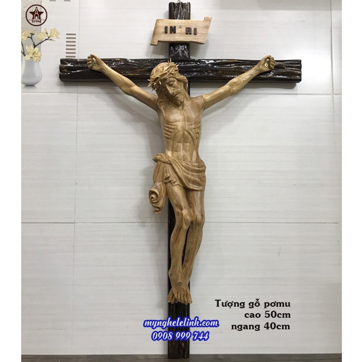 TƯỢNG GỖ CÔNG GIÁO - TƯỢNG CHÚA CHỊU NẠN CAO 50CM