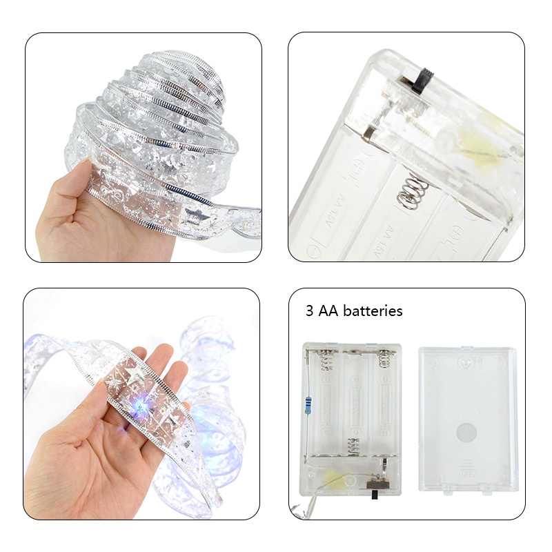 Dây đèn LED màu 40 bóng bằng lõi đồng dùng thắt nơ trang trí đỉnh cây thông giáng sinh