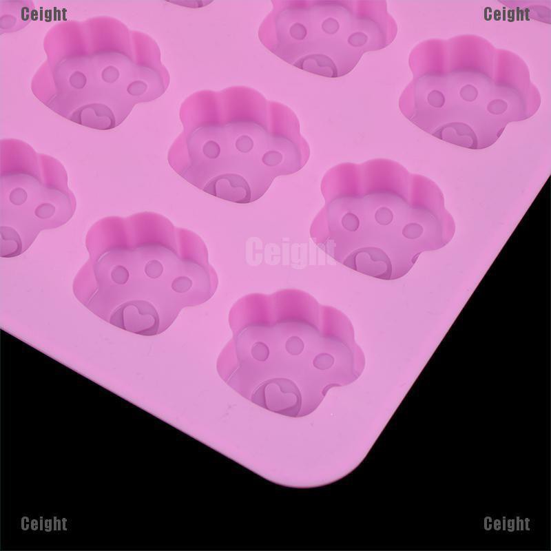 Khuôn Làm Bánh Quy 16 Lỗ Hình Dấu Chân Chó Mèo Bằng Silicone