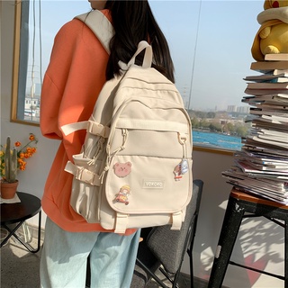 ☼Thời trang nữ sinh đôi vai ngọt ngào tươi tắn Túi nhỏ đi học, học sinh cấp 2, cấp 3, ba lô mặt mềm, ba lô đa năng dung