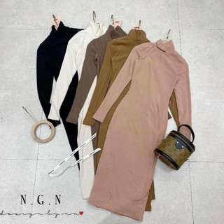 Váy len body cổ lọ