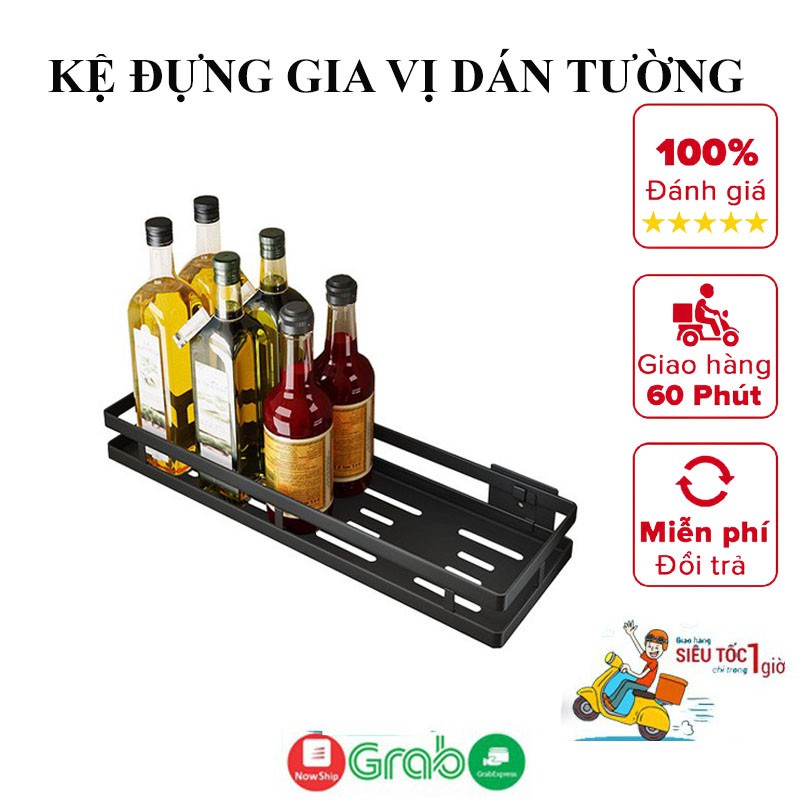 Kệ đựng gia vị treo tường nhà bếp, phòng tắm đa năng sử dụng keo dán siêu chắc không cần khoan đục.