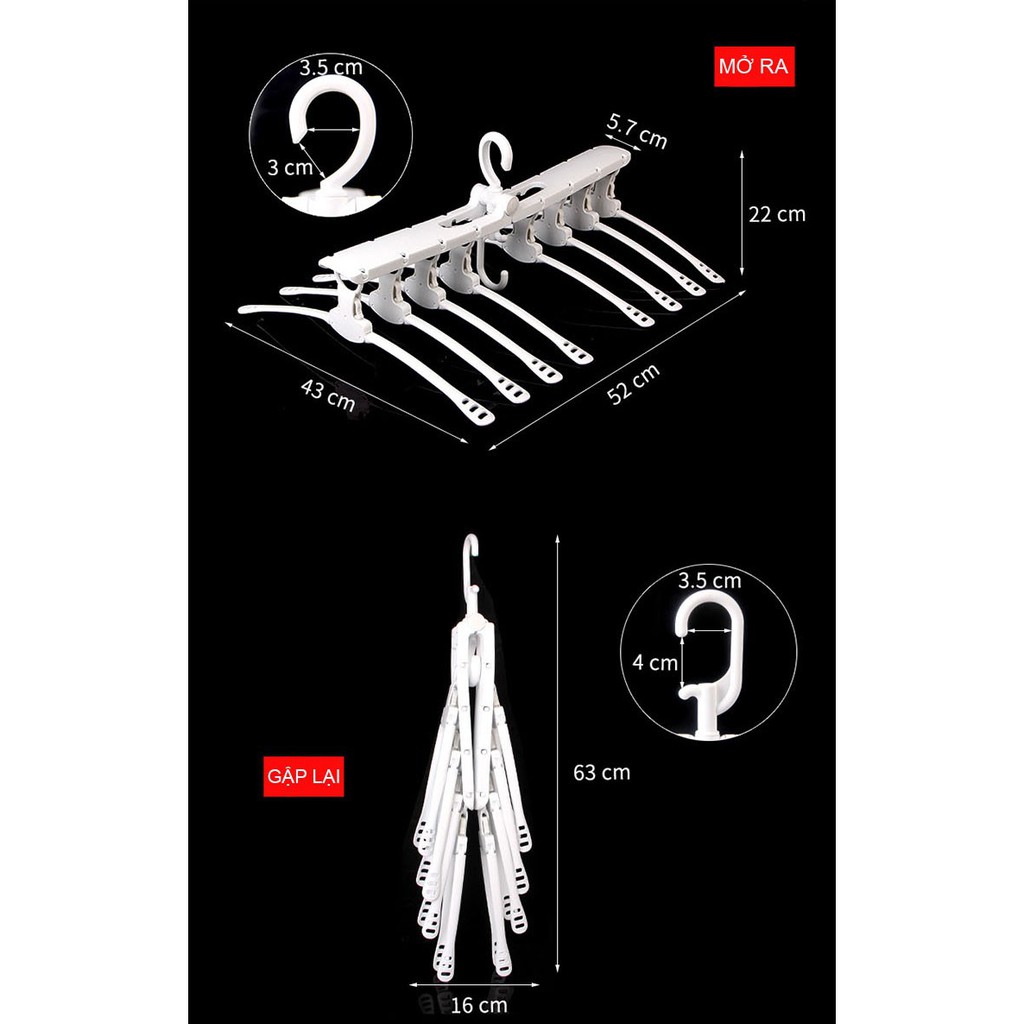 Móc Treo Quần Áo Đa Năng Thông Minh Gập Gọn Komeki 4008 Hàng Nhật – dụng cụ móc xếp gọn quần áo gia đình