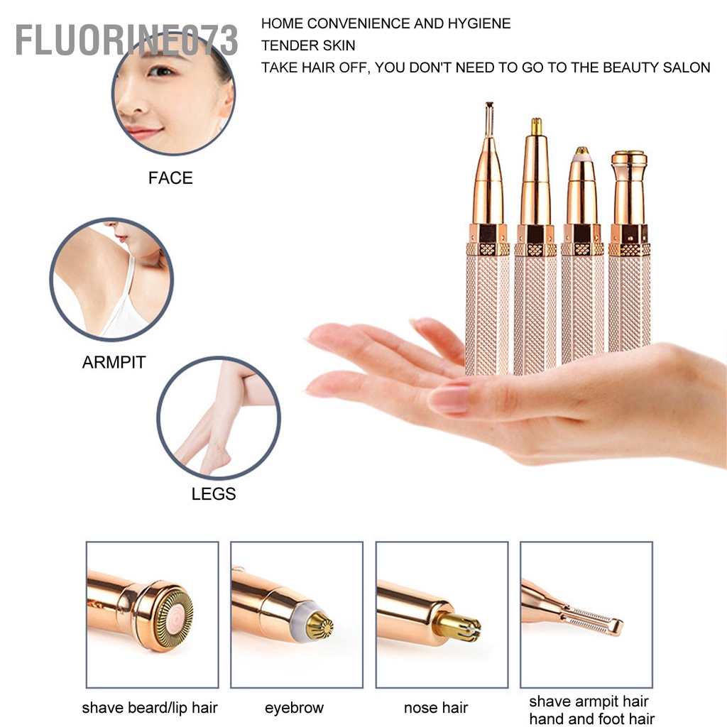 [Hàng Sẵn] Máy Tỉa Lông Mày 4 Trong 1 Trọng Lượng Nhẹ Chống Thấm Nước Cho Nam Nữ【Fluorine073】