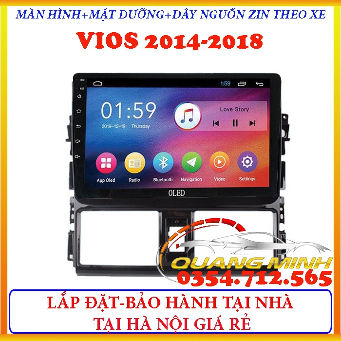 Bộ màn hình OLED C2 NEW  cho xe TOYOTA VIOS 2014-2018, Android 10. lắp sim 4g, ram 2g rom 32g - màn hình cảm ứng xe ô tô