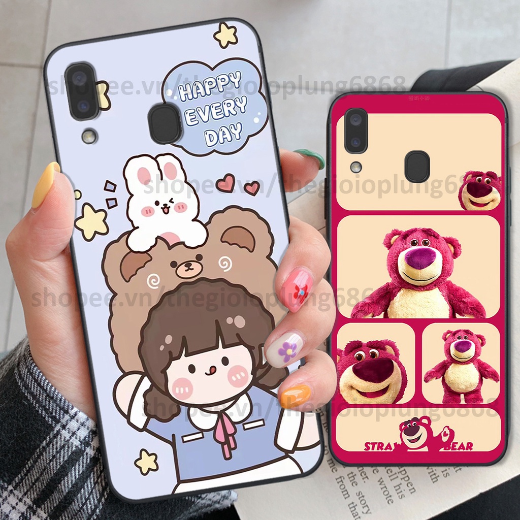 Ốp Samsung A20 / A30 in hình caro gấu vịt cute dễ thương, đầy đáng yêu