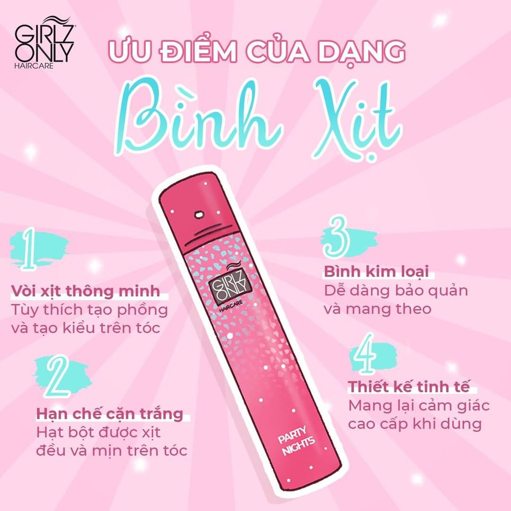 Dầu Gội Khô GIRLZ ONLY Party Nights (Hồng) Hương Hoa Ngọt Ngào 200ml