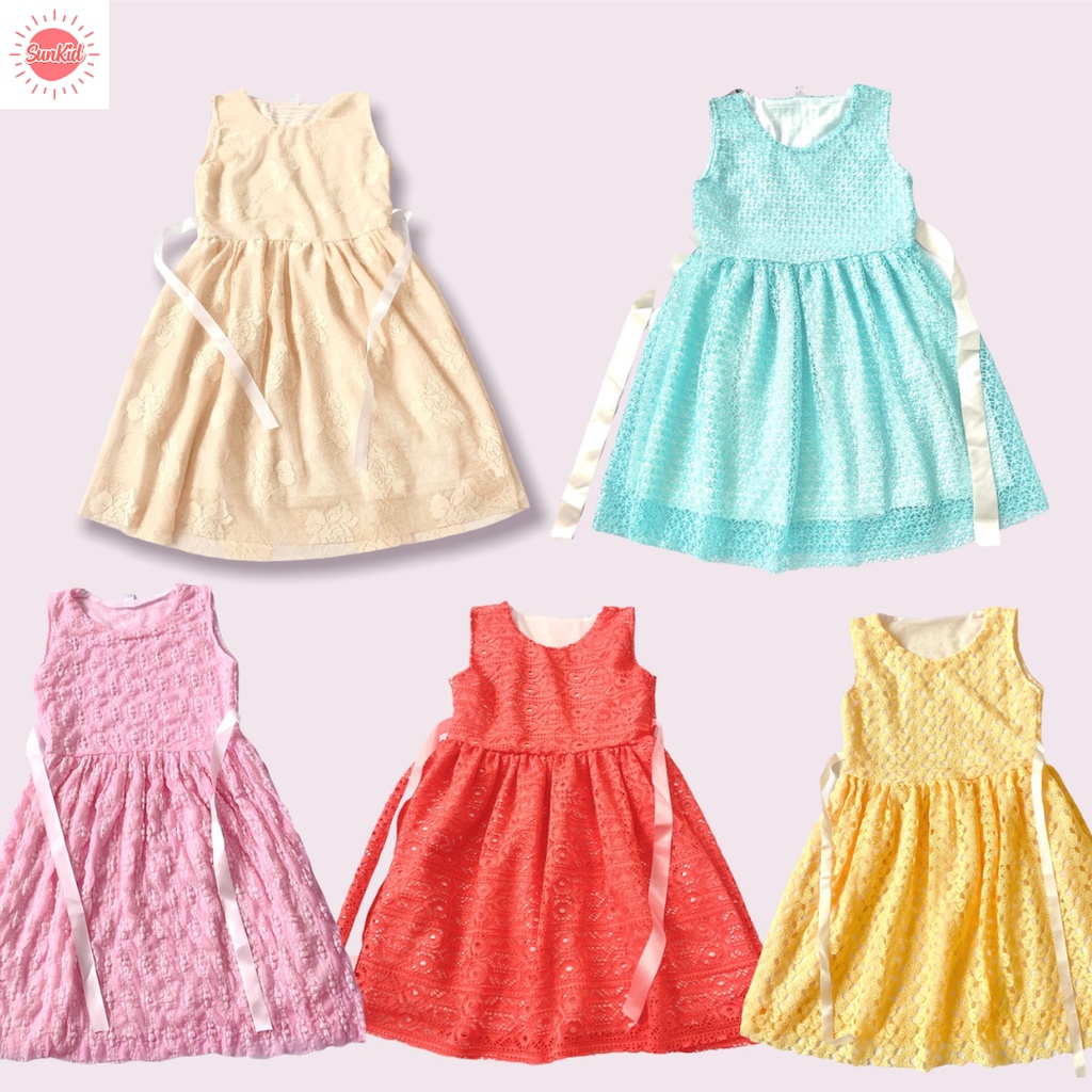 [XẢ KHO] Váy cho bé gái màu hè babydoll chất vải chiffon Sunkid HL nhiều màu size trẻ em 5-10 tuổi