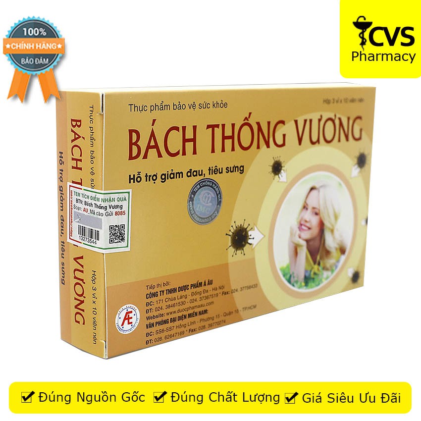 Bách Thống Vương (Hộp 30 viên) - Hỗ Trợ Giảm Đau, Tiêu Sưng - cvspharmacy