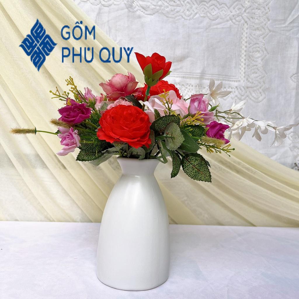 Lọ Hoa Decor 🌻 Gốm Sứ Bát Tràng 🌻 Bình Gốm Cắm Hoa,lọ Phễu Trơn Hoả Biến Gomphuquy Tm16