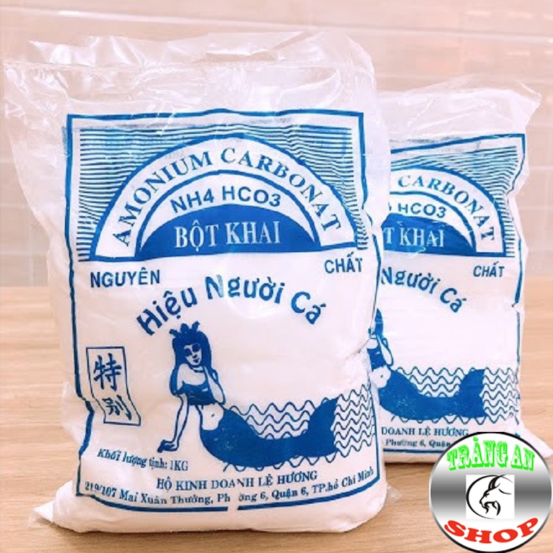 Bột Khai NH4HCO3 Hiệu Người Cá Dùng cho Tẩy Gỗ, Nguyên Liệu Làm Bánh, Quẩy