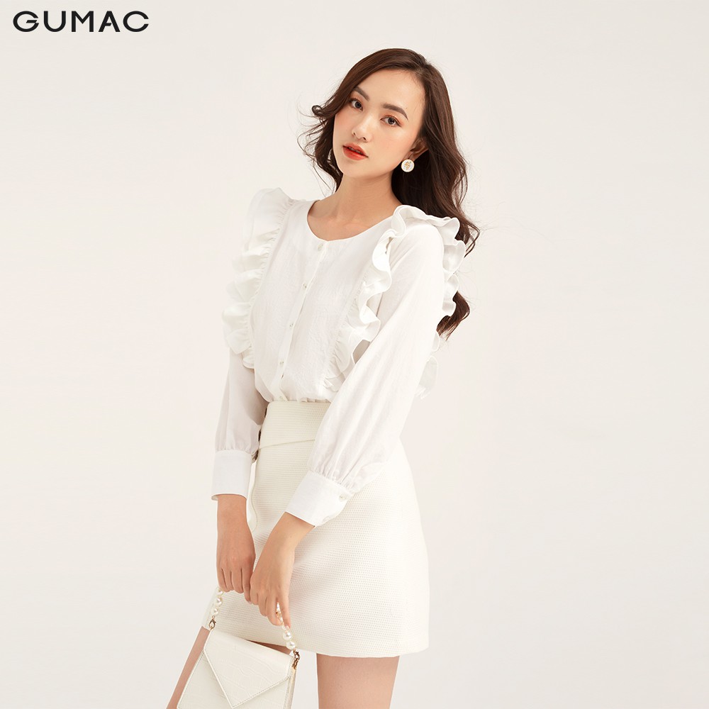 Áo sơ mi nữ phối bèo GUMAC đủ màu, đủ size, trẻ trung, thanh lịch AB190 | BigBuy360 - bigbuy360.vn