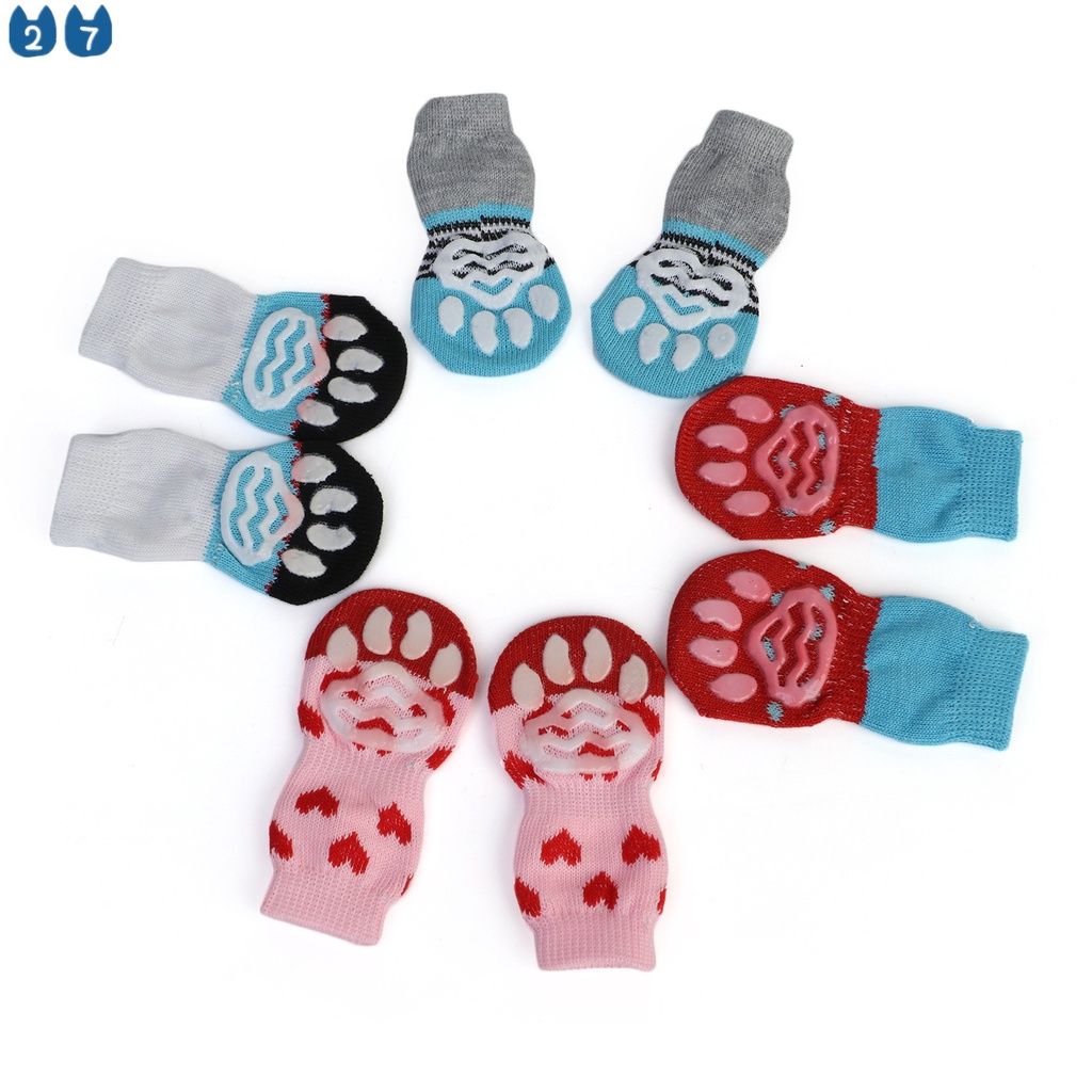 Set 4 Đôi Vớ Đan Len Giữ Ấm Chống Trượt Dễ Thương Dành Cho Cún Cưng 27