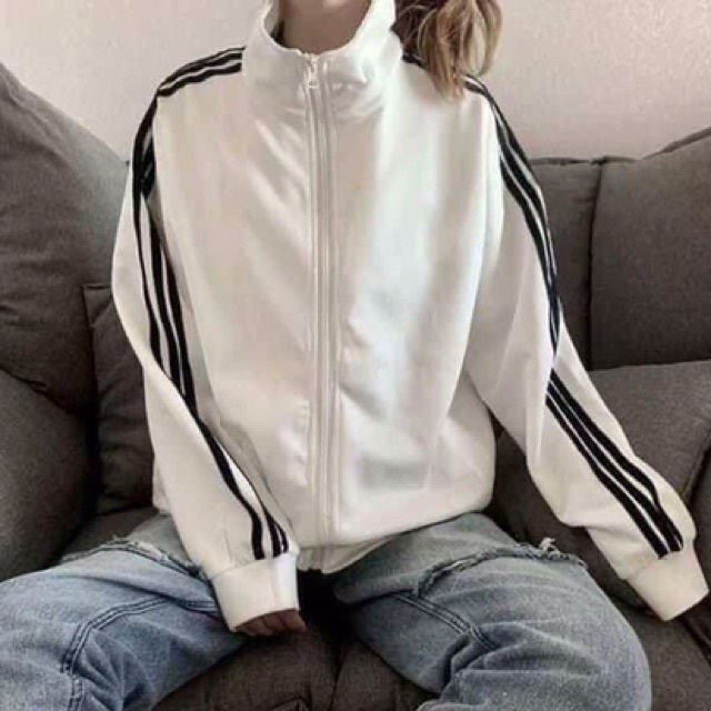Áo khoác nỉ nam nữ form rộng ba sọc tay phong cách ulzzang unisex cổ trụ trơn HARI1121