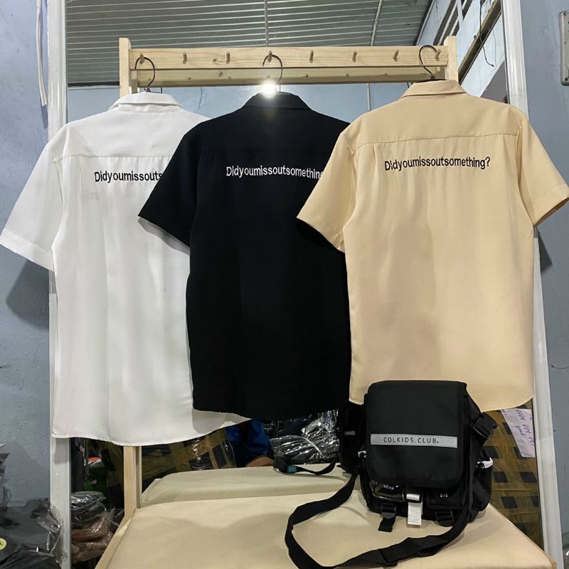 XPstore Áo Sơ mi tay lỡ thêu MISSOUT Nam Nữ (Ảnh thật)