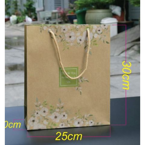 10 túi giấy Kraft Nhật Tết (mẫu 1) đựng quần áo đựng nước hoa đựng quà tặng size 30x25x10 cm