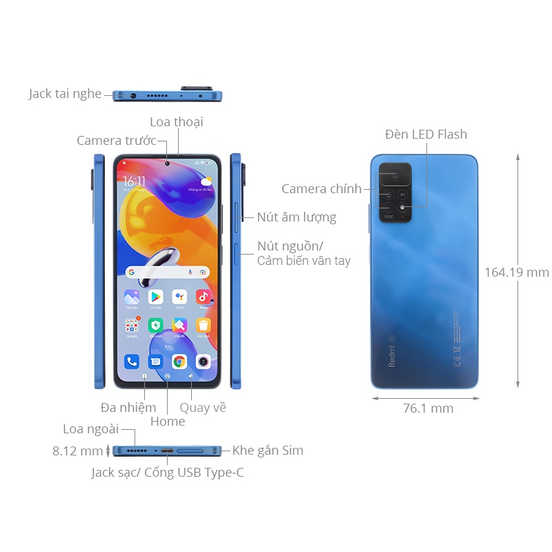 Điện thoại Xiaomi Redmi Note 11 Pro 5G - Hàng Chính Hãng, mới 100%, Bảo hành 18 tháng
