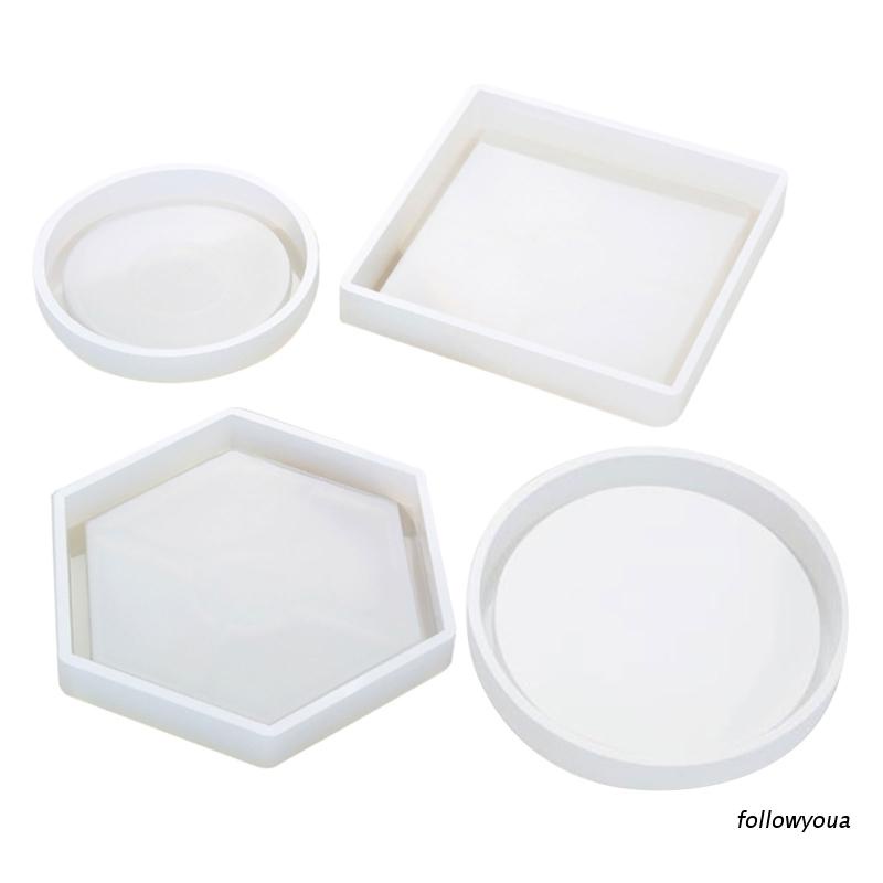 Khuôn Silicone Làm Tấm Lót Ly Hình Lục Giác / Vuông / Tròn Bằng Resin Epoxy Cách Nhiệt