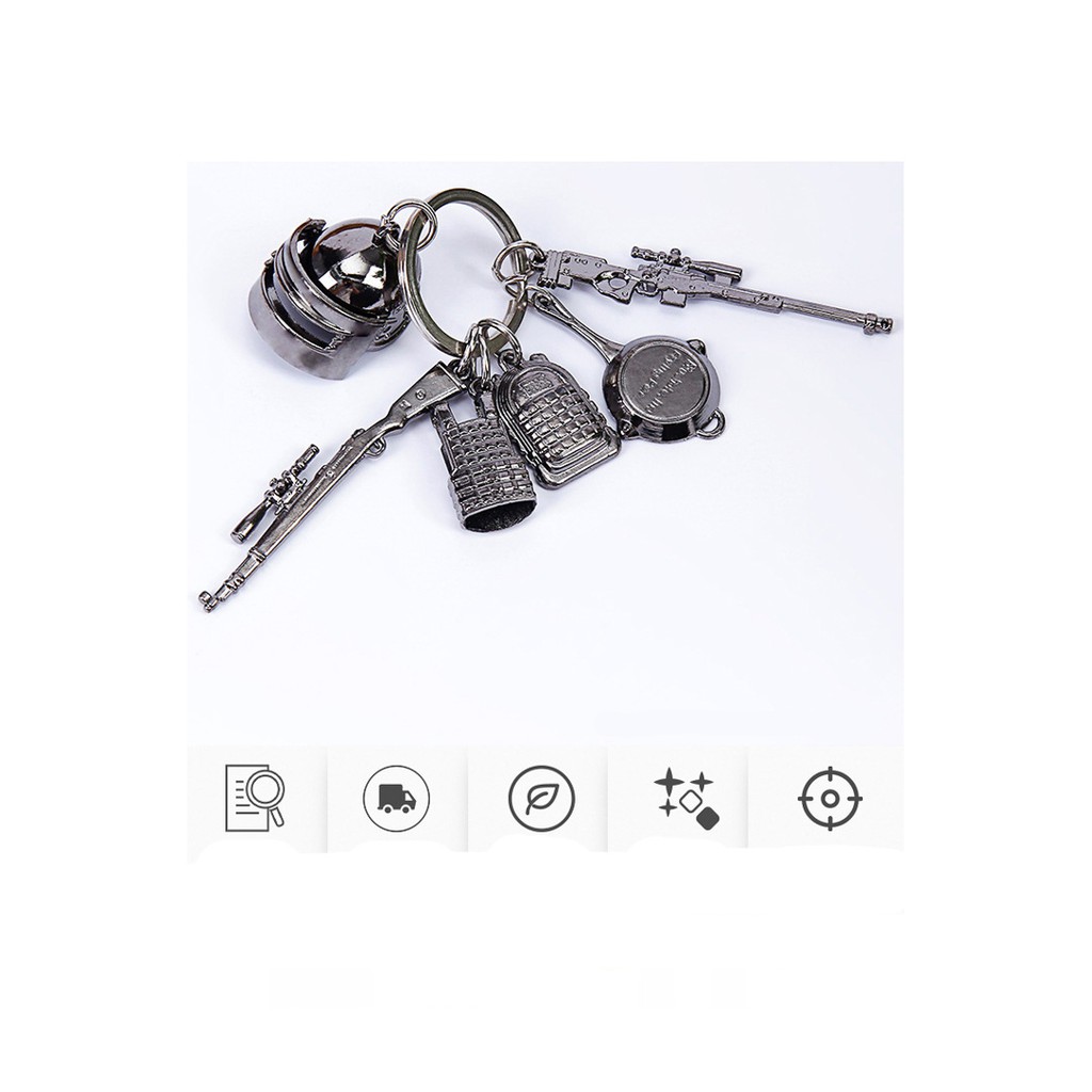 Móc khóa PUBG 6 món kim loại cho nam móc chìa khóa ô tô xe máy K98 Phặn Phặn