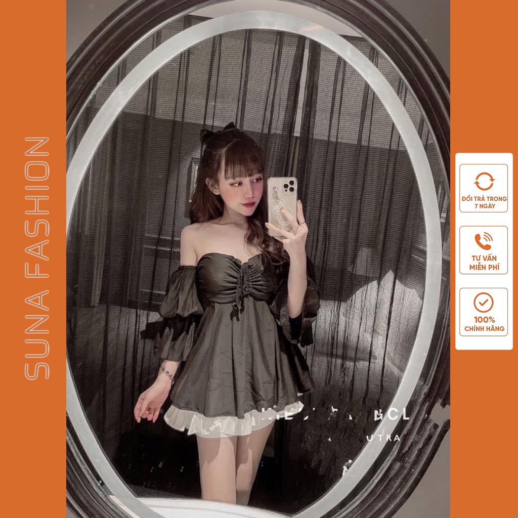 Áo kiểu tiểu thư tay bồng rút có mút ngực phong cách SUNA FASHION