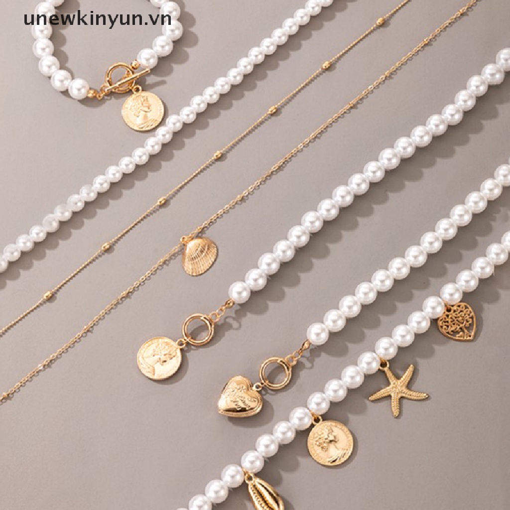 Vòng cổ Mặt Hình Ngôi Sao / Trái Tim Đính Ngọc Trai Sang Trọng Thời Trang Mùa Hè Cho Nữ