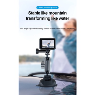 TELESIN Giá Đỡ Camera Hành Trình Gopro Có Giác Hút Gắn Kính Chắn Gió Có Thể Gấp Gọn