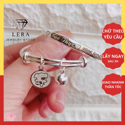 Vòng tay bạc s99 khắc tên cho bé từ sơ sinh, vòng bạc nguyên chất khắc chữ laze theo yêu cầu tại Lera lấy ngay