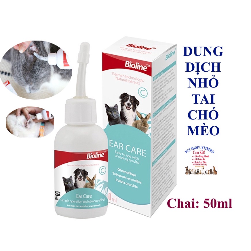 Dung dịch vệ sinh tai Chó Mèo Bioline Ear Care Chai 50ml Trị viêm tai, Làm sạch tai, Khử mùi hôi, Diệt ký sinh trùng