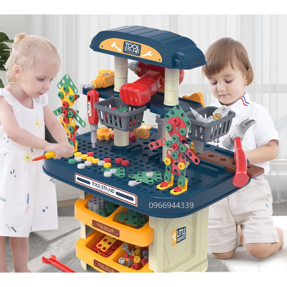 Bộ đồ chơi kỹ sư sửa chữa Montessori, máy khoan dụng cụ vặn vít tháo lắp, mô phỏng môi trường trải nghiệm học và chơi