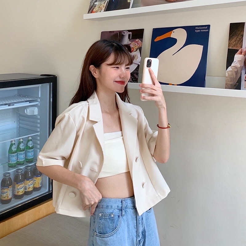 Set vest croptop, áo kiểu gile nữ tặng kèm áo ống - 25 Store