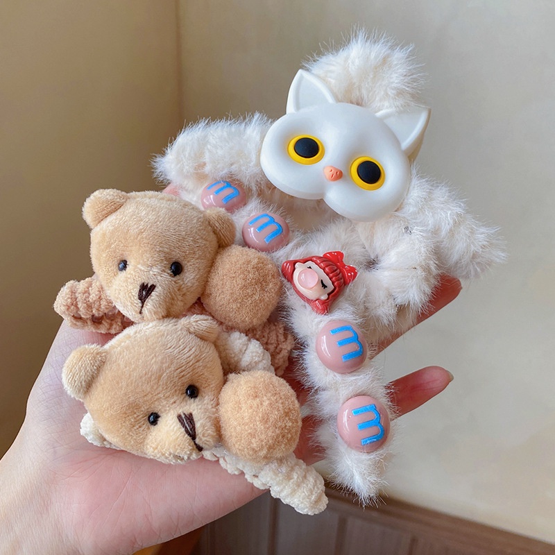 Kẹp Tóc Hình Cá Mập Phủ Lông Phong Cách Hàn Quốc Thời Trang Thu Đông Cho Nữ