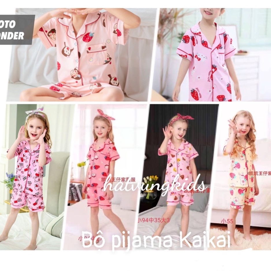 (BG 17-27kg) Đồ bộ quảng châu Kaikai Bộ cotton xuất hàn Pijama cộc tay KAIKAI cho bé gái 3-6 tuổi