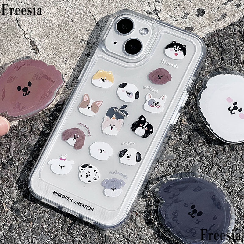 Ốp Điện Thoại Trong Suốt Họa Tiết Chú Chó Dễ Thương Kèm Giá Đỡ Cho iPhone p / 12 Trong 11 12 p138 p / XMiPhoneXR